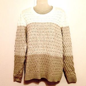 Croft & Barrow beige/tan 3-tone cable knit sweater
